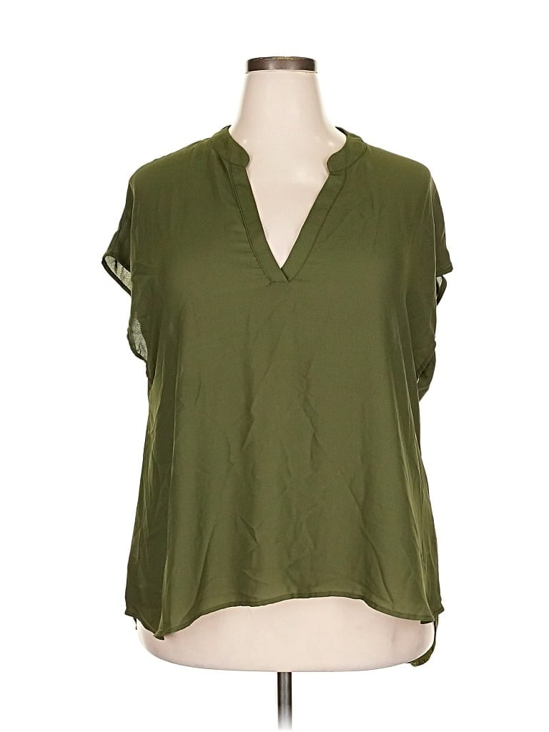 Pre-owned Shein Curve Short Sleeve Blouse In Green