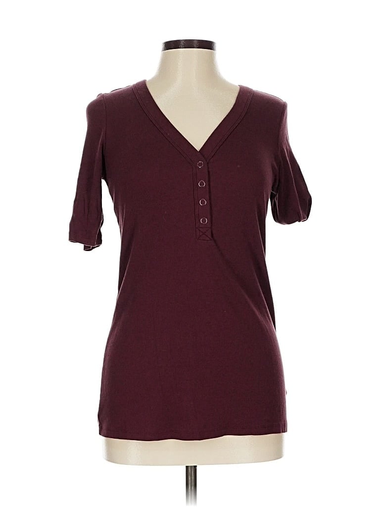 Pre-owned Torrid Short Sleeve Henley Shirt In Burgundy