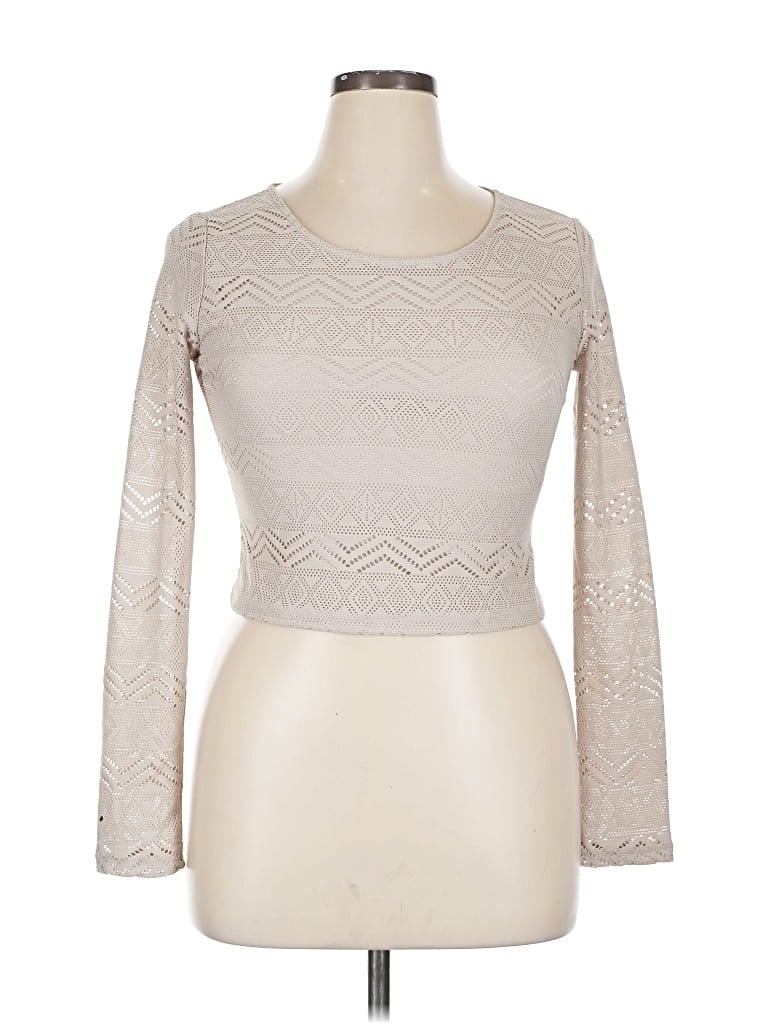 Pre-owned Xxi Long Sleeve Top Gray Boatneck Tops