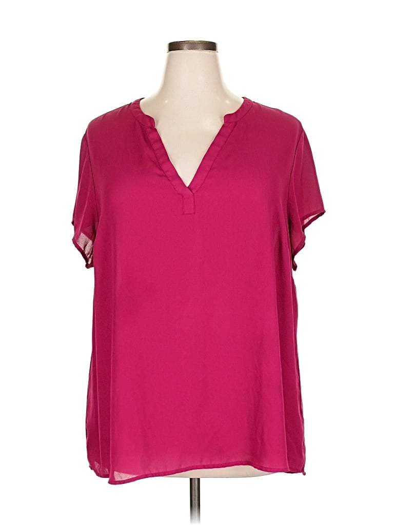 Pre-owned Torrid Short Sleeve Blouse In Burgundy