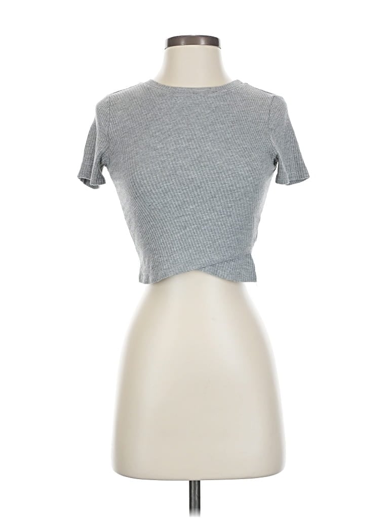 Pre-owned Silence And Noise Short Sleeve Turtleneck In Gray