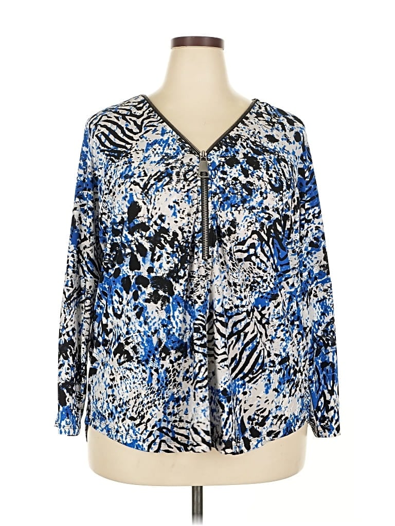 Pre-owned Alfani Long Sleeve Blouse In Blue