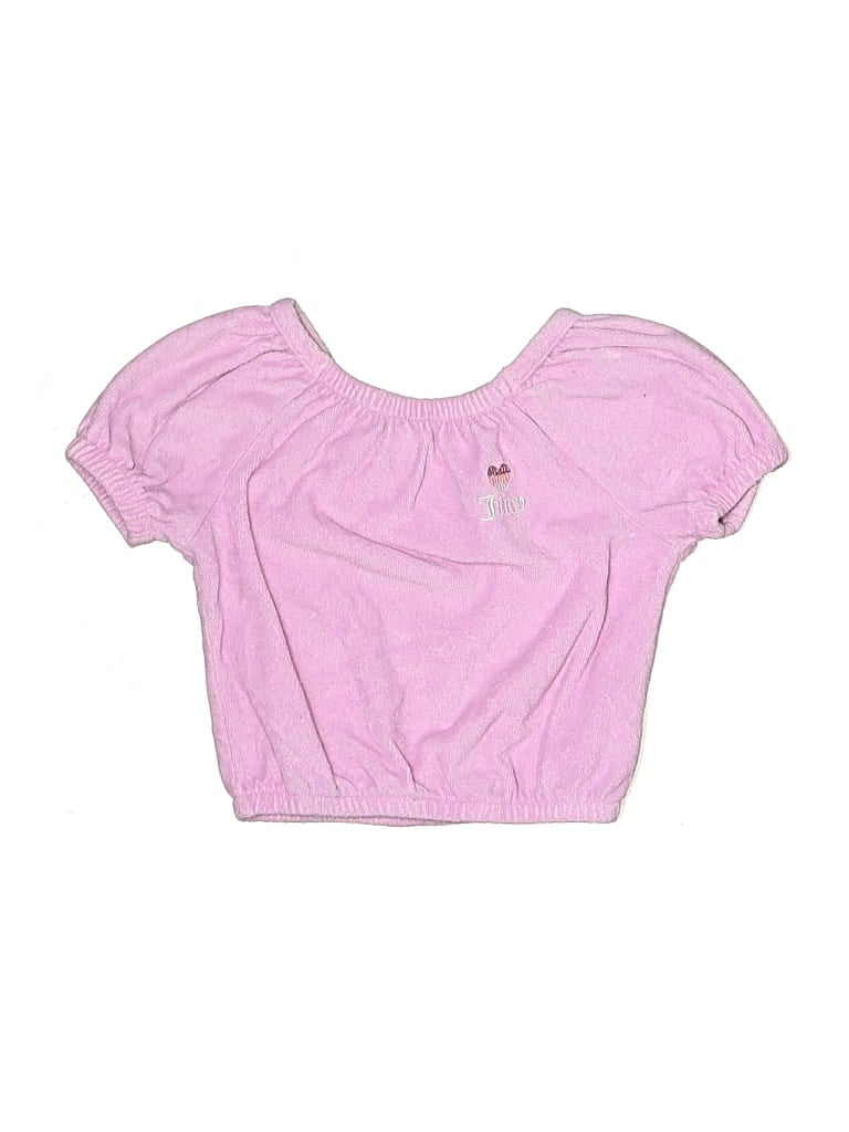 Pre-owned Juicy Couture Kids' Short Sleeve Top Purple Sweetheart Neckline Tops