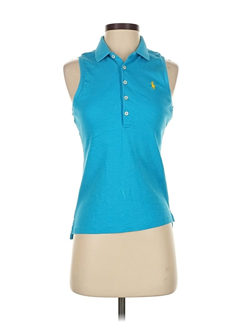Pre-owned Ralph Lauren Sport Sleeveless Button Down Shirt In Blue