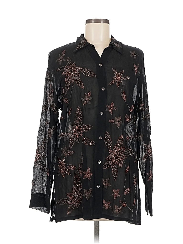 Pre-owned Chico's Design Long Sleeve Blouse In Black