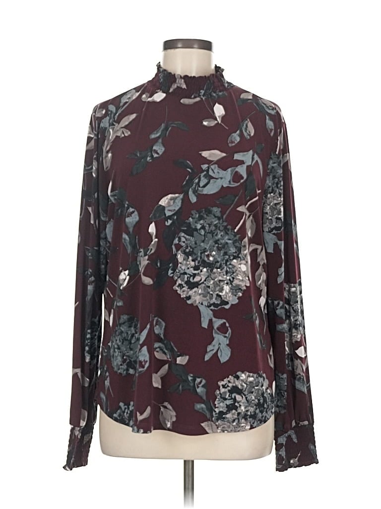 Pre-owned Ivanka Trump Long Sleeve Blouse In Burgundy