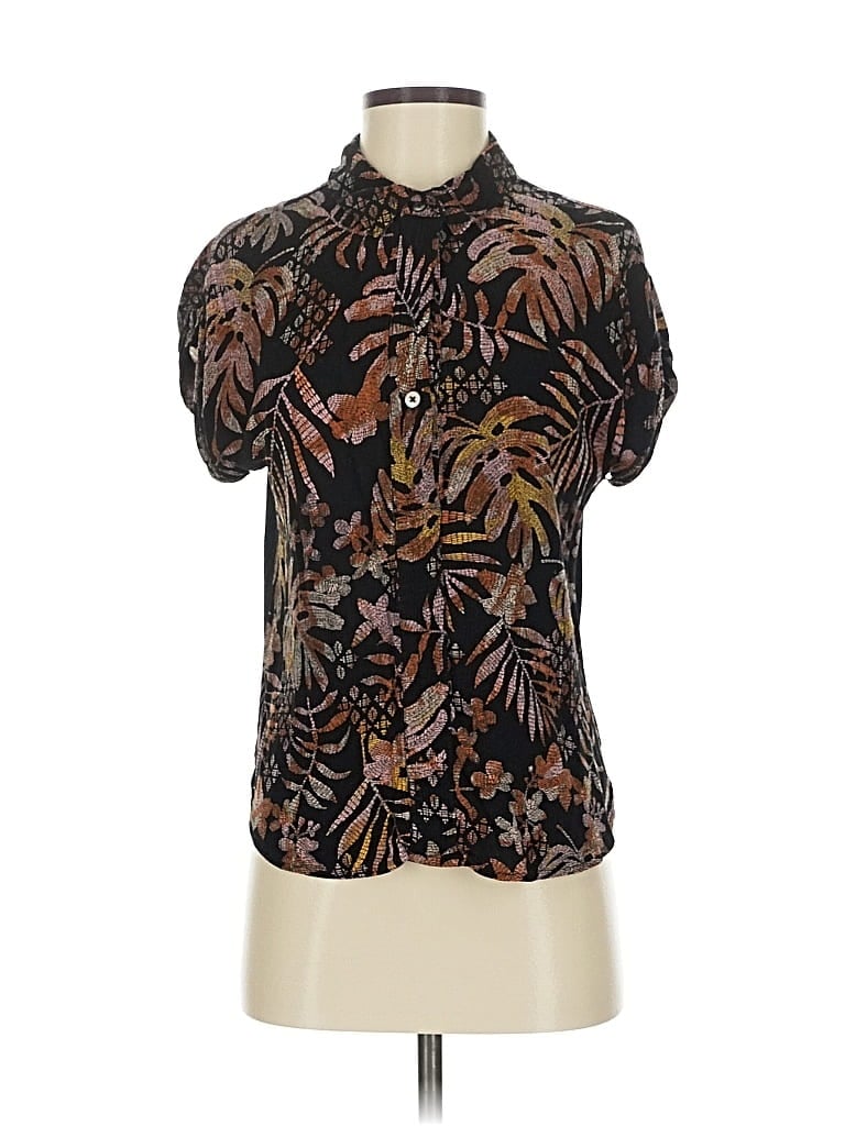 Pre-owned A New Day Short Sleeve Blouse In Brown