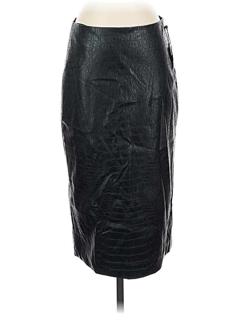 Anne Klein Faux Leather Skirt In Black