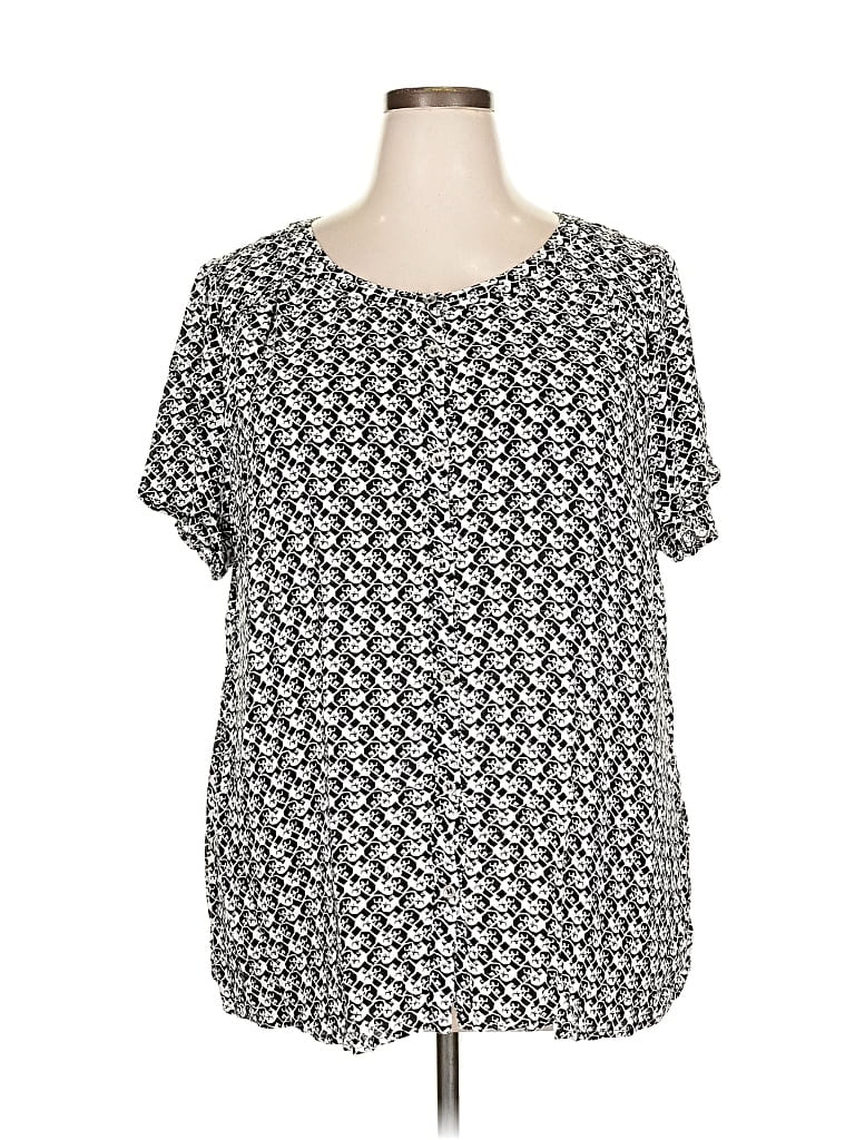 Pre-owned Cj Banks Short Sleeve Blouse In Gray