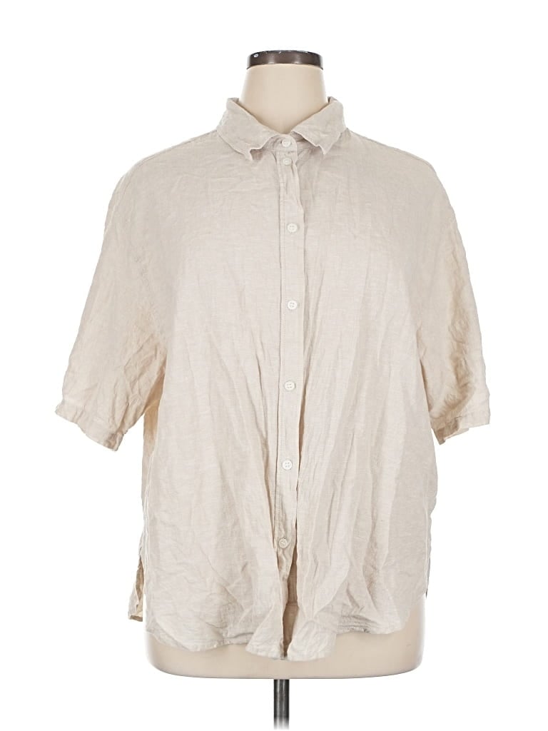 Pre-owned H&m Short Sleeve Button Down Shirt In White