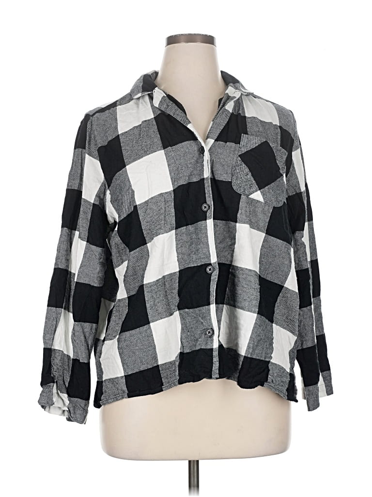 Pre-owned Old Navy 3/4 Sleeve Button Down Shirt In Gray