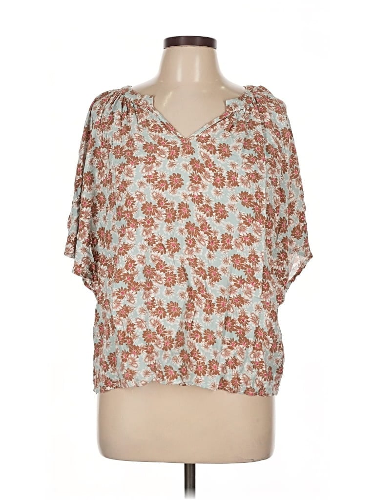 Pre-owned Listicle Short Sleeve Blouse In Brown
