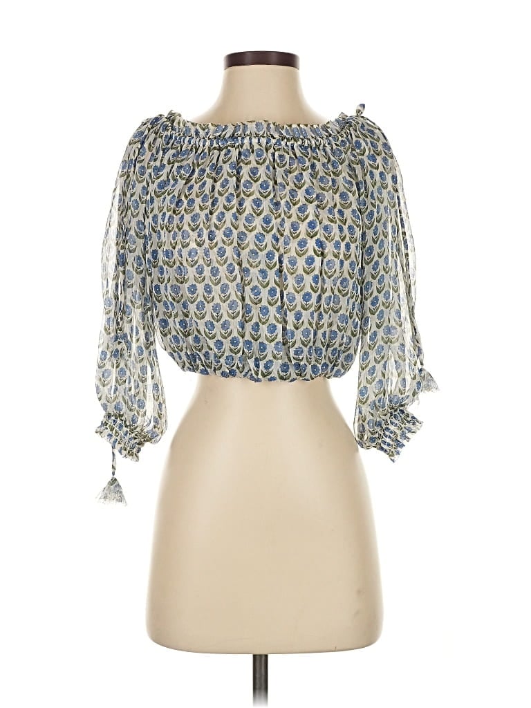 Pre-owned Misa 3/4 Sleeve Blouse In Blue