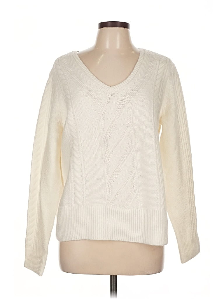 Pre-owned Talbots Pullover Sweater In White