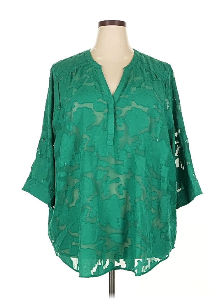 Pre-owned Torrid 3/4 Sleeve Blouse In Green