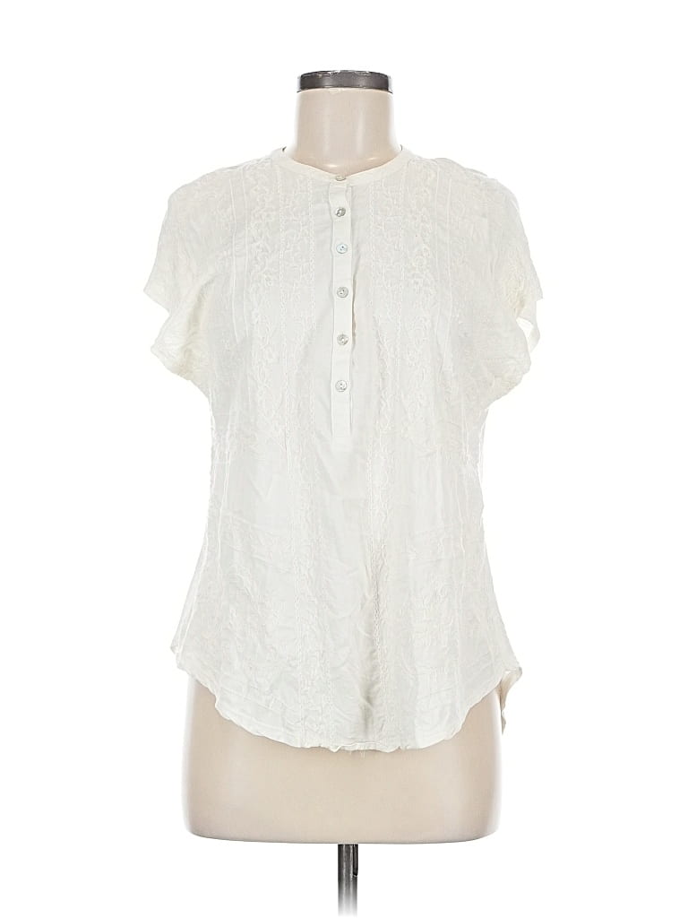 Pre-owned Lucky Brand Short Sleeve Blouse In White