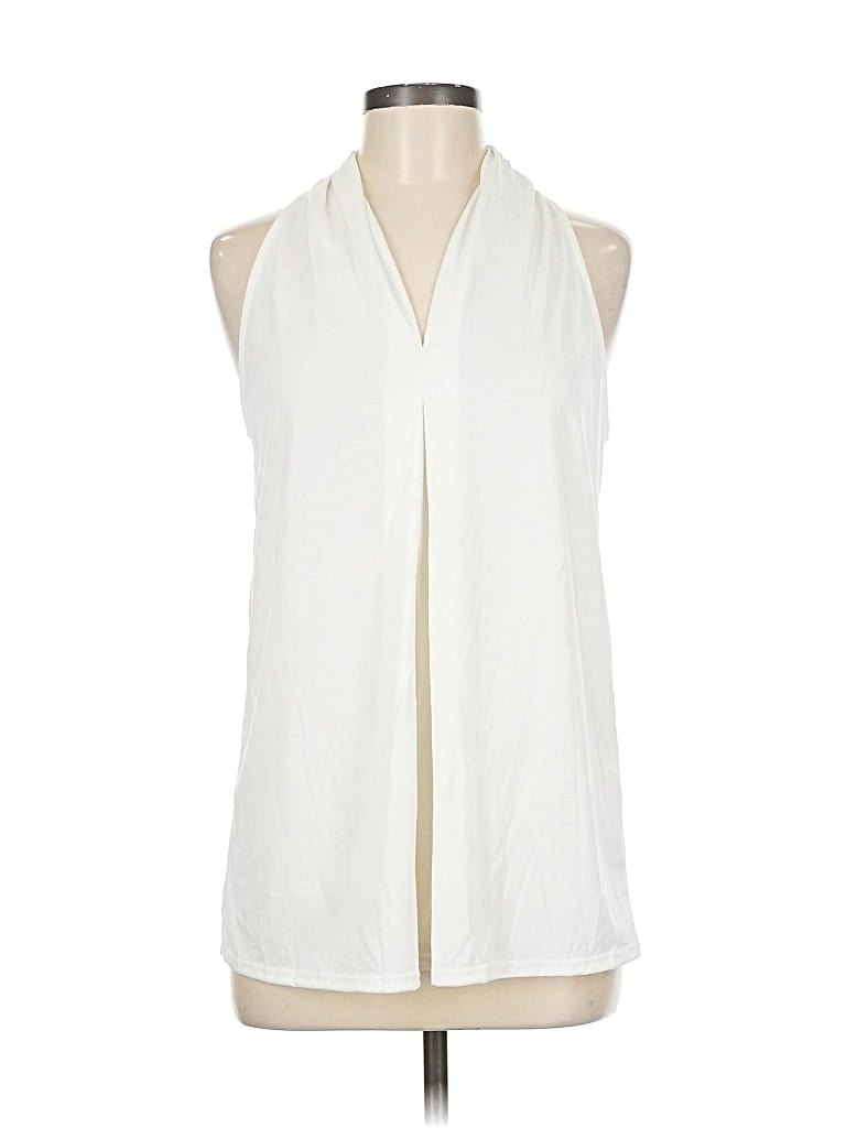Green Envelope Sleeveless Blouse In White