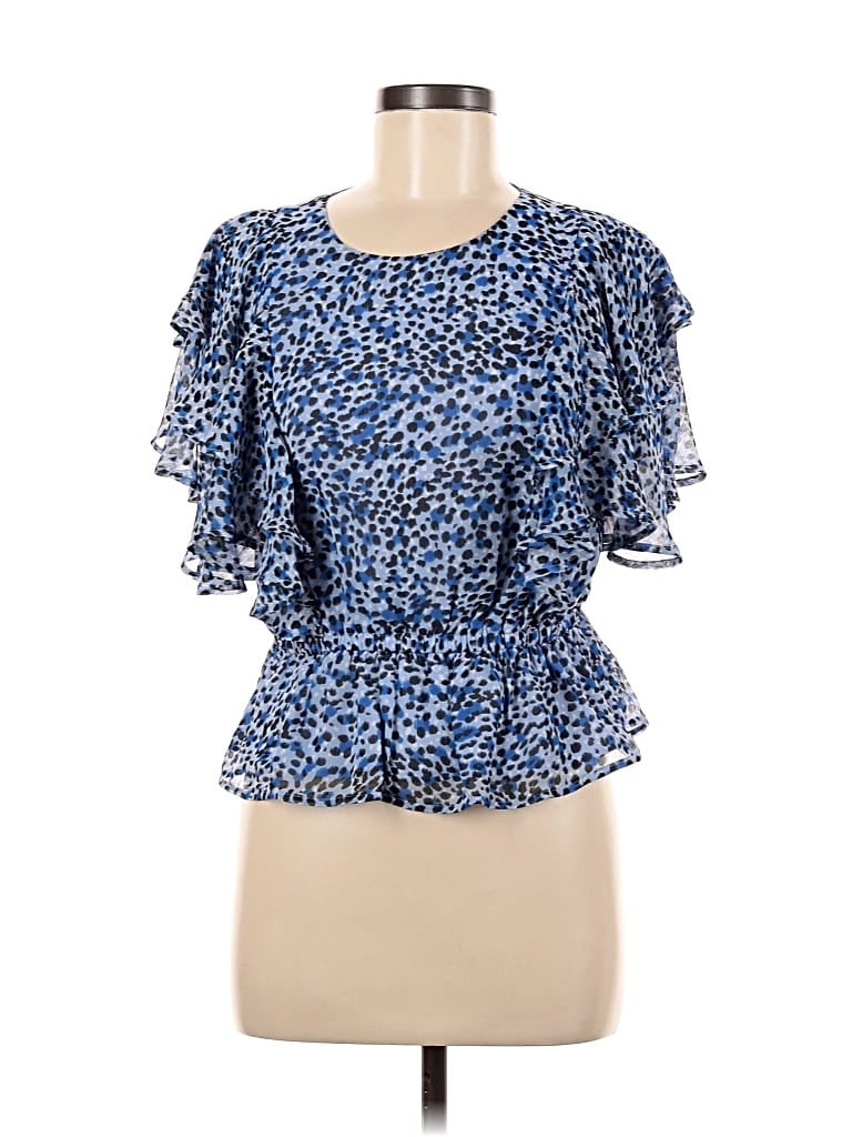 Pre-owned Express Short Sleeve Blouse In Blue