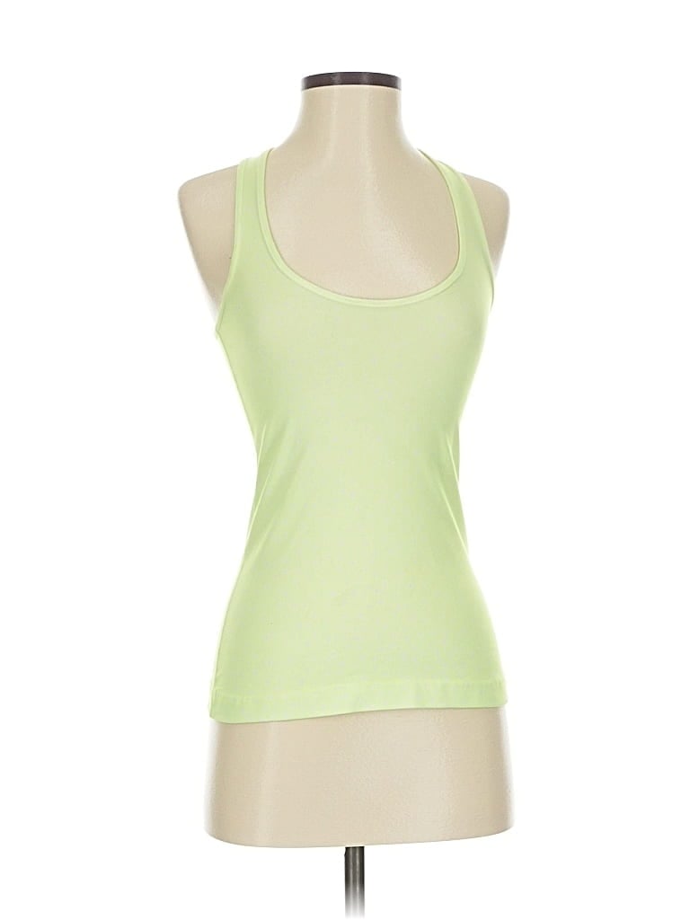 Pre-owned Lululemon Athletica Tank Top Green Polka Dots Pattern Halter Neckline Tops