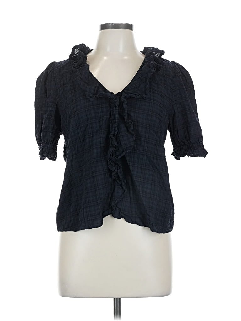 Pre-owned Ann Taylor Loft Outlet Short Sleeve Blouse In Black