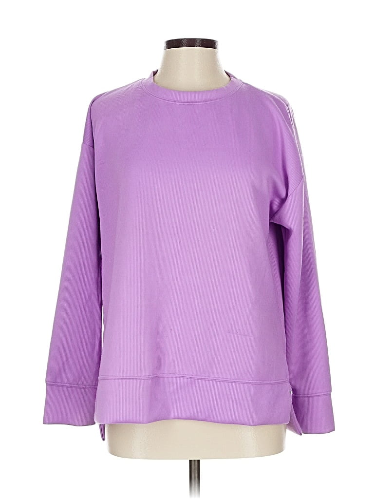 Pre-owned Danskin Long Sleeve Top Purple Boatneck Tops