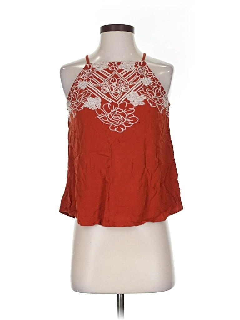 Pre-owned Love On A Hanger Tank Top Red Halter Neckline Tops