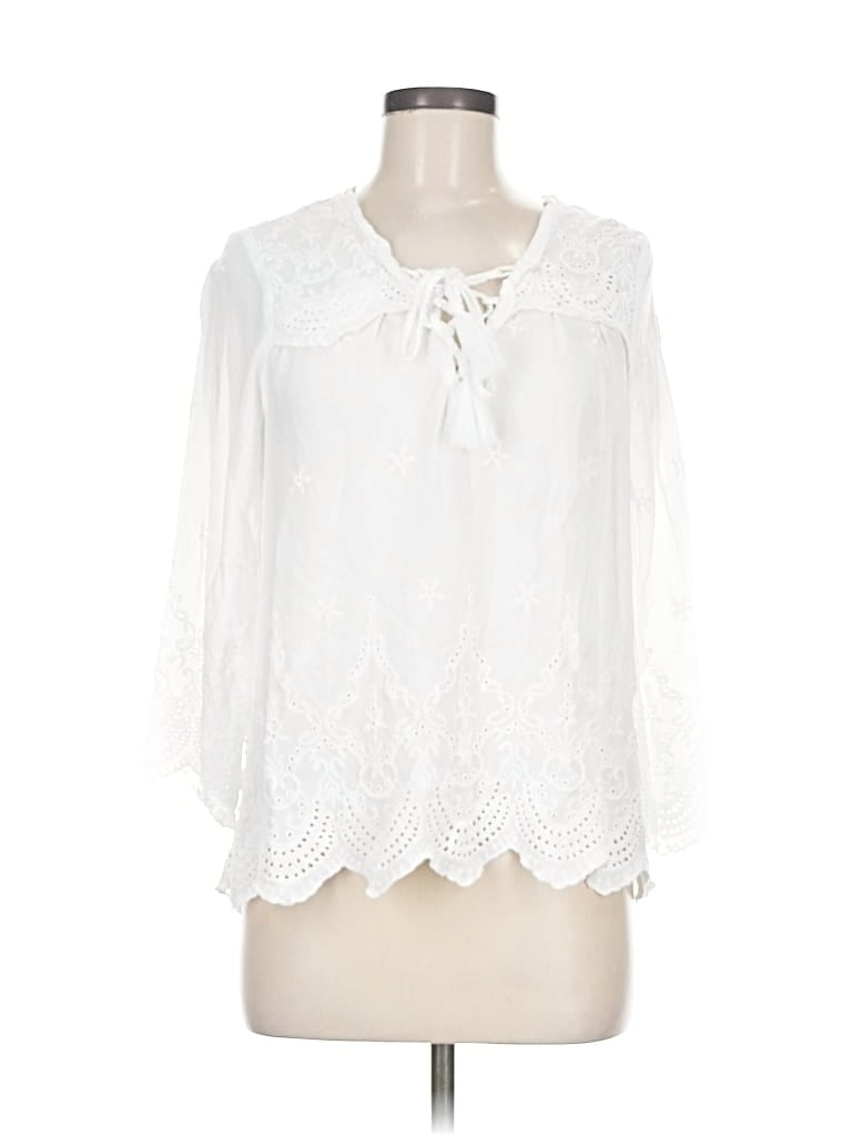 Pre-owned Single Thread 3/4 Sleeve Blouse In White