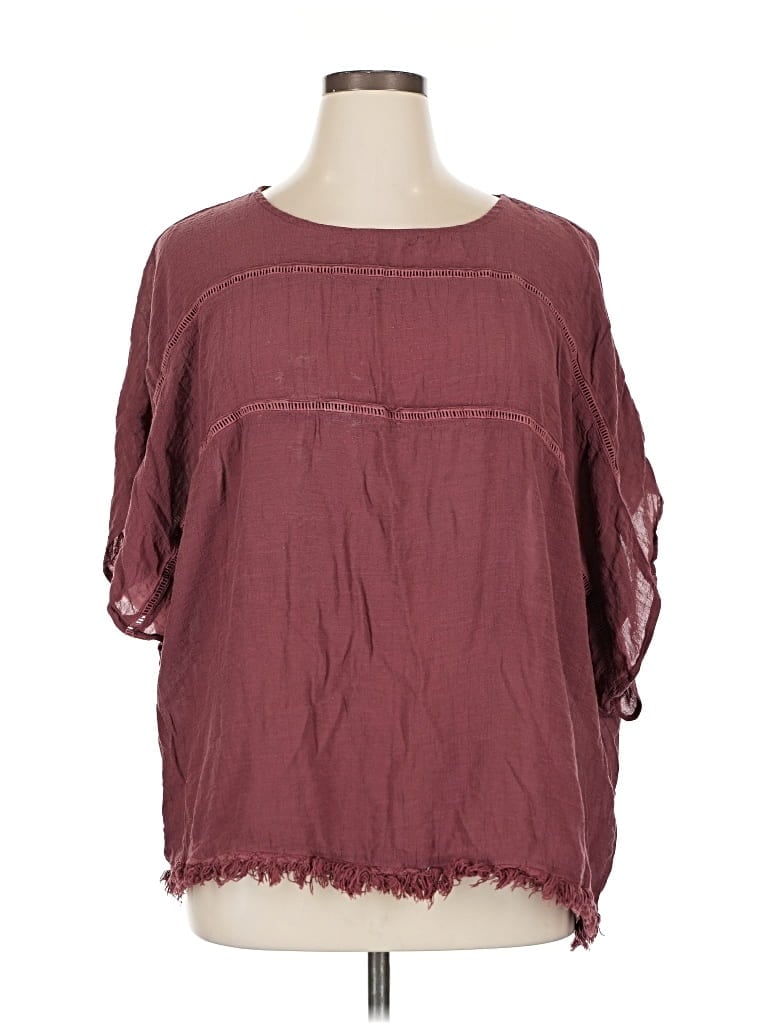 Pre-owned Ava & Viv 3/4 Sleeve T-shirt In Burgundy