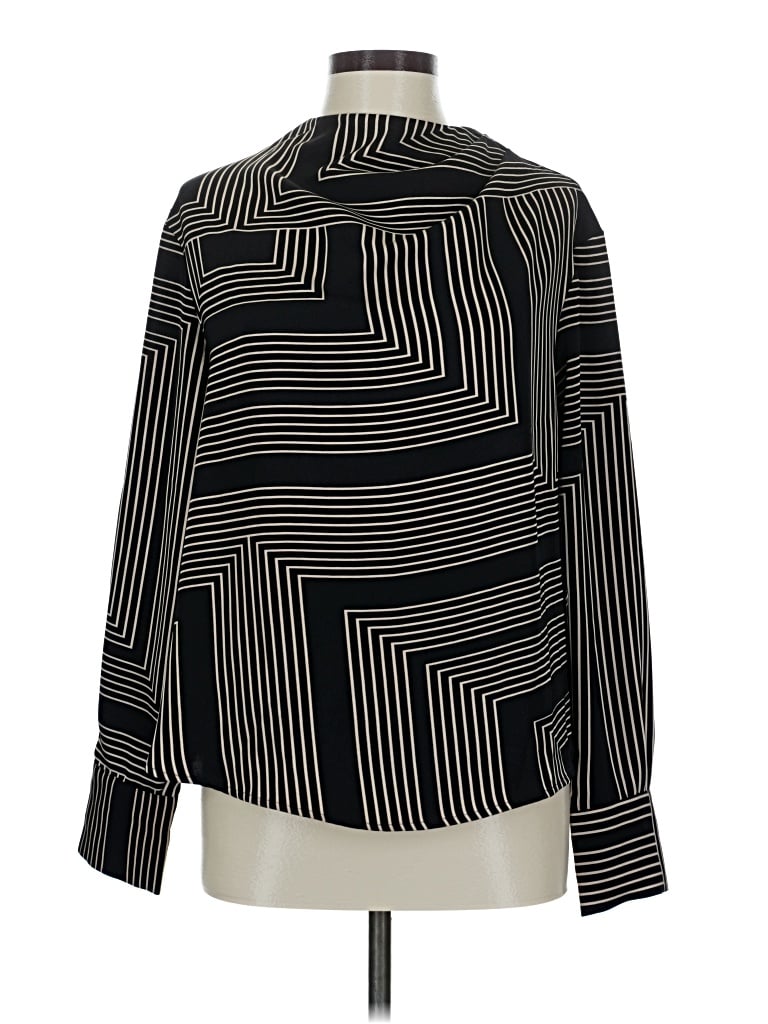 Pre-owned H&m Long Sleeve Blouse In Black