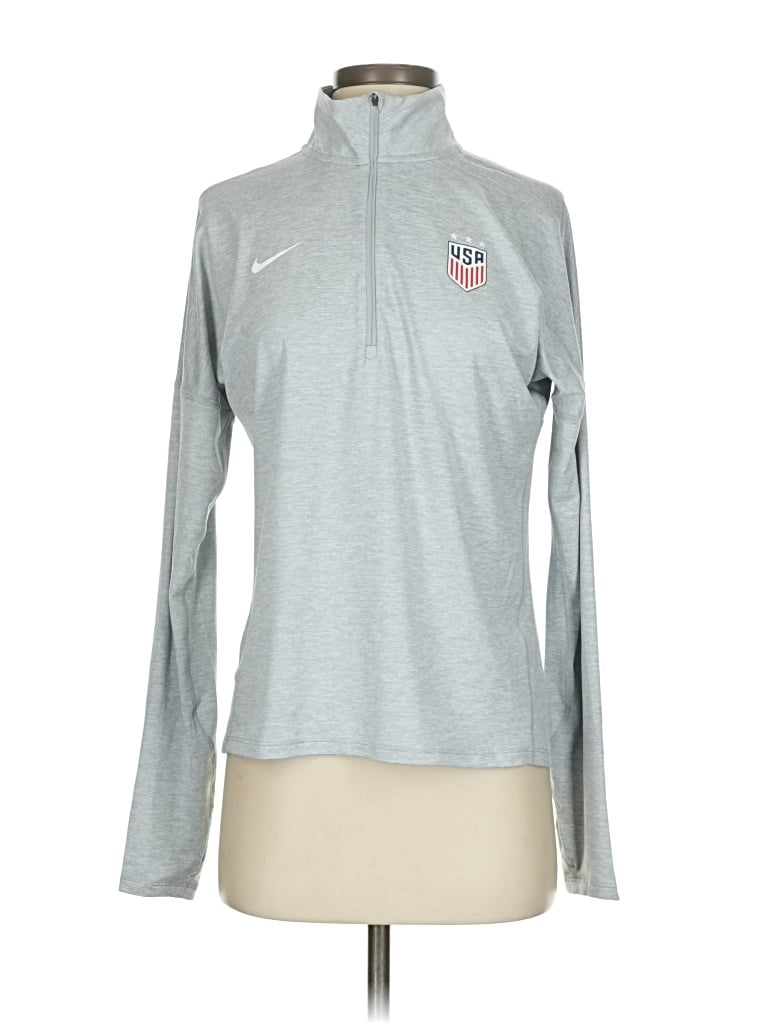 Pre-owned Nike Long Sleeve Polo Shirt In Silver