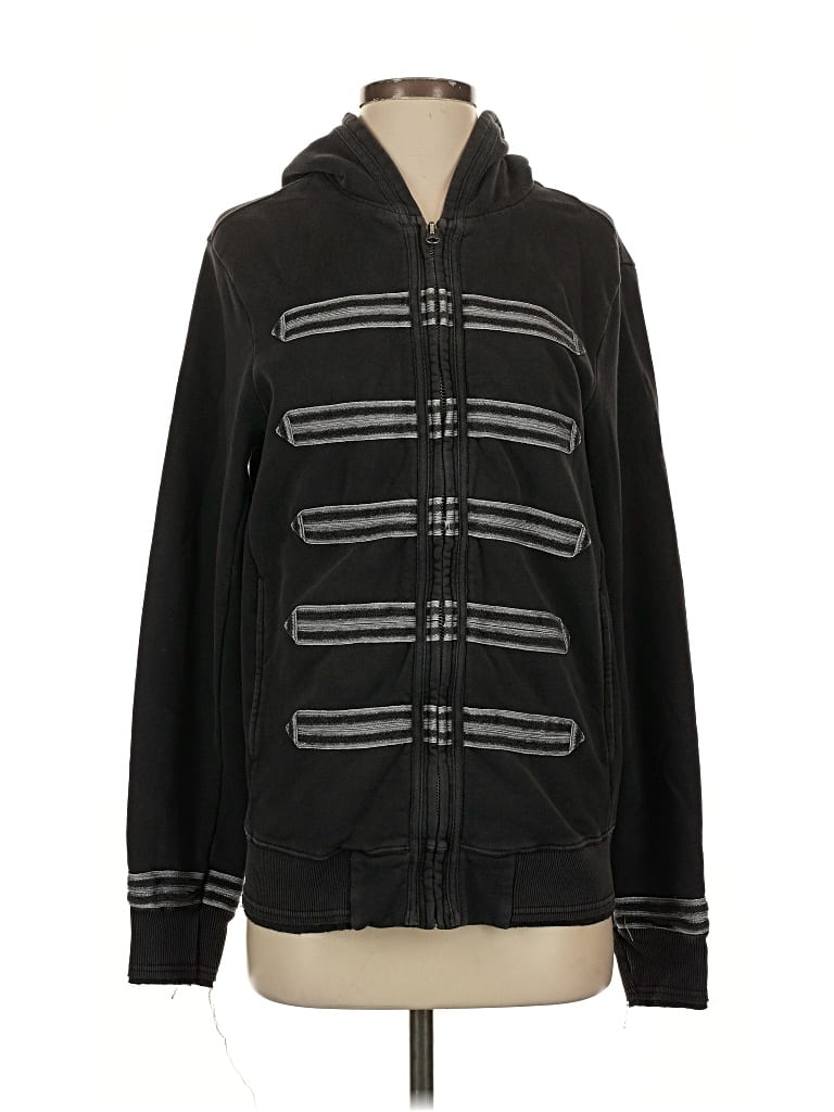 Pre-owned Guess Zip Up Hoodie In Black