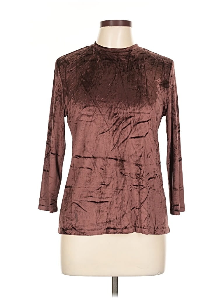 Pre-owned Vince 3/4 Sleeve Top Brown Mock Neckline Tops