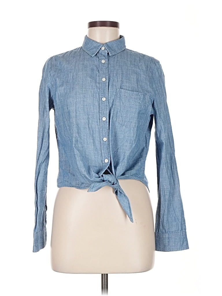 Pre-owned J.crew Factory Store Long Sleeve Button Down Shirt In Blue