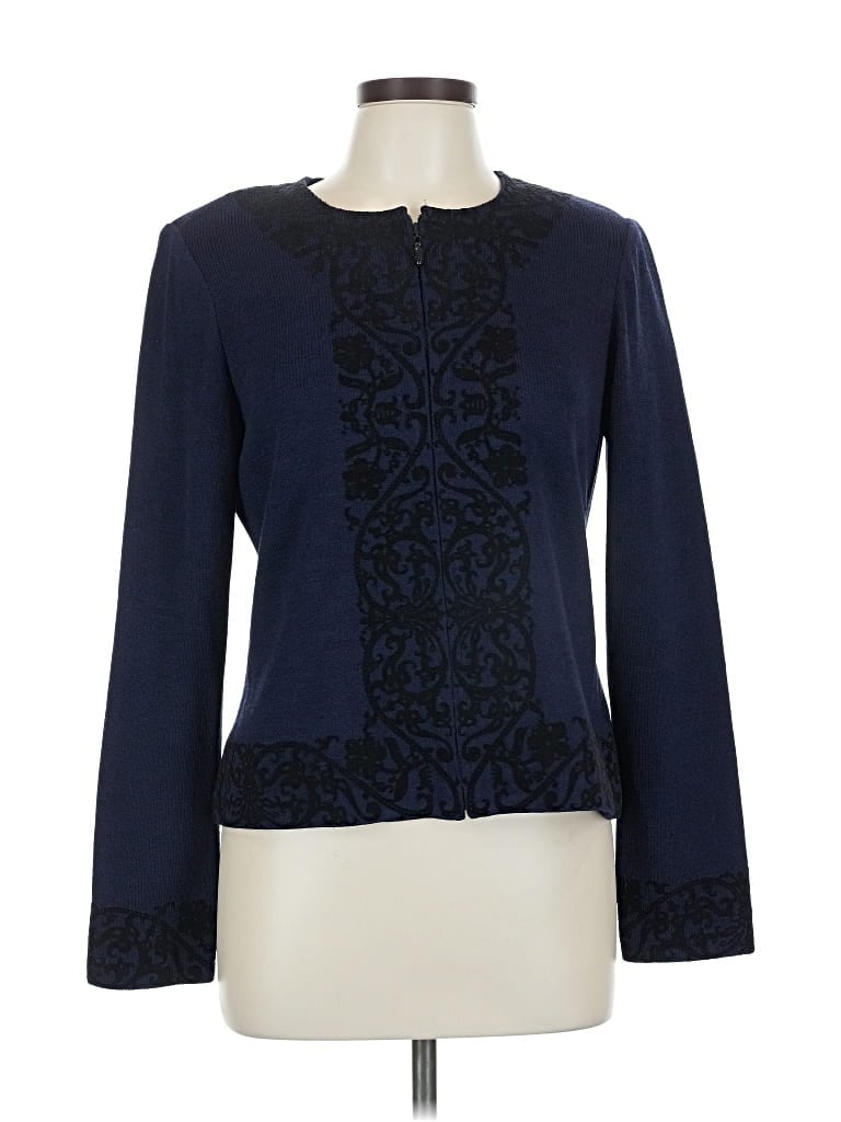 Pre-owned St John Wool Blazer Jacket In Blue