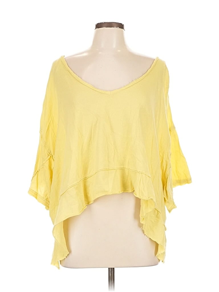 Pre-owned Out From Under 3/4 Sleeve T-shirt In Yellow