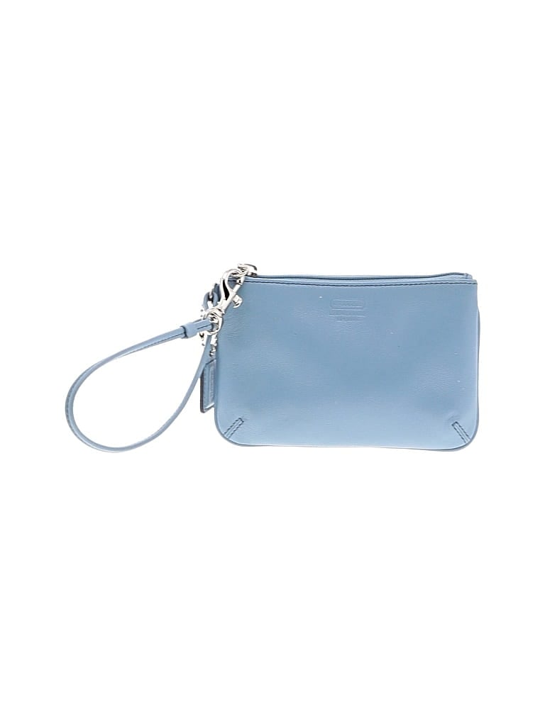 Pre-owned Coach Leather Wristlet In Blue