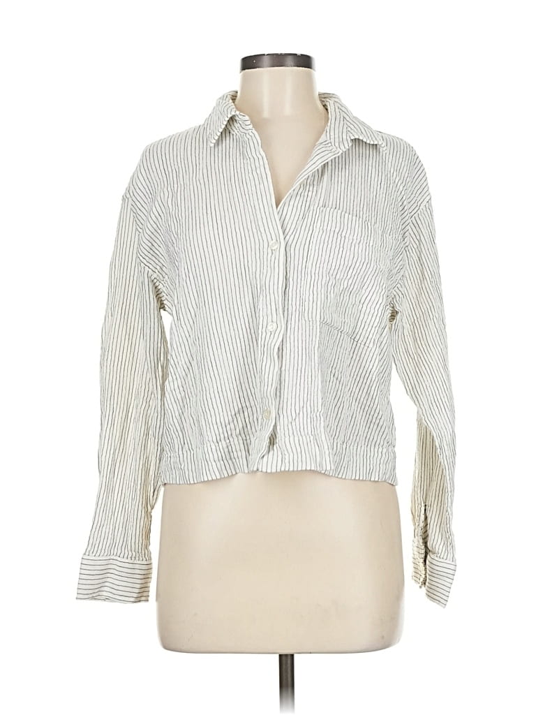 Pre-owned Z Supply Long Sleeve Button Down Shirt In White