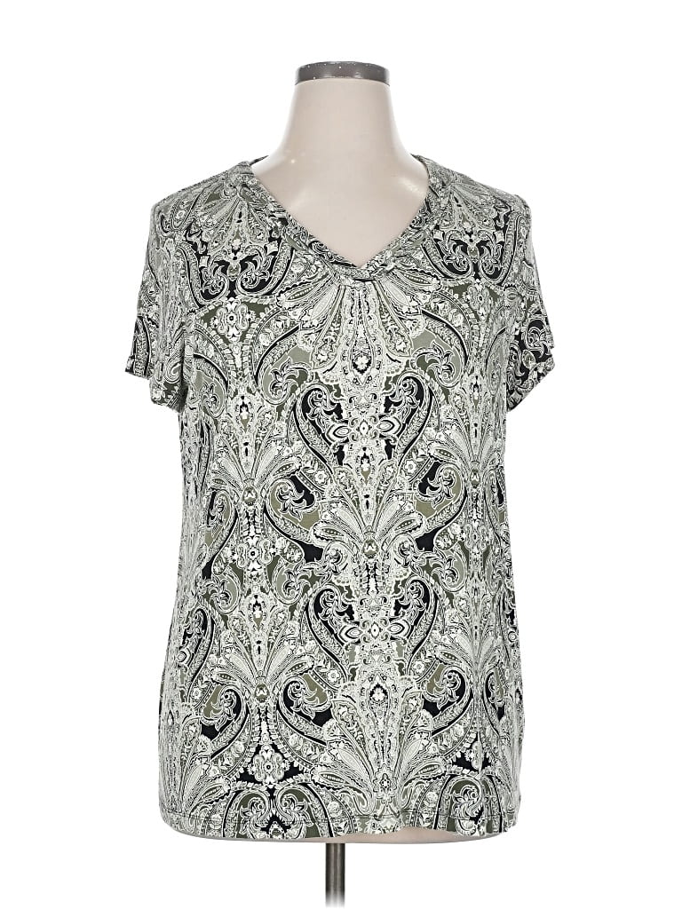 Pre-owned Croft & Barrow Short Sleeve Blouse In Silver