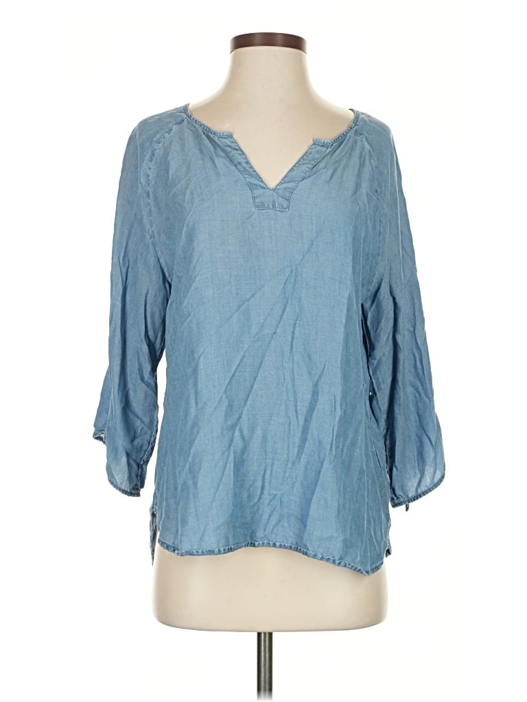 Pre-owned Nic + Zoe 3/4 Sleeve Blouse In Blue
