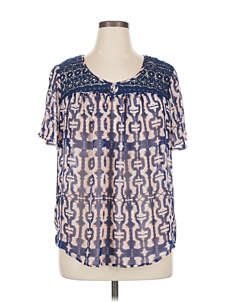 Pre-owned Daniel Rainn Short Sleeve Blouse In Blue