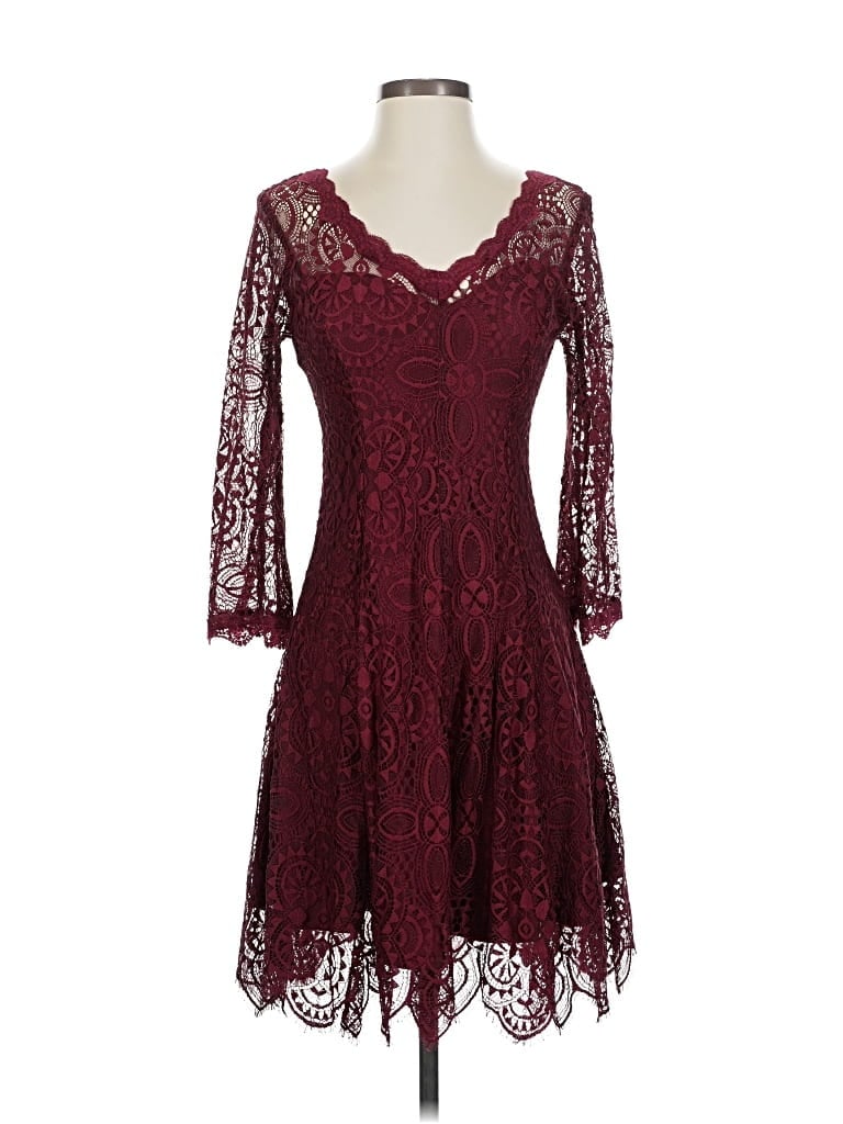 Pre-owned Always Indigo Cocktail Dress In Burgundy