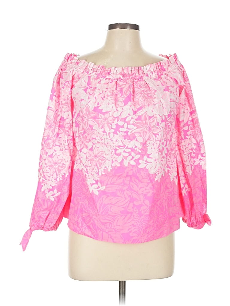 Pre-owned Lilly Pulitzer 3/4 Sleeve Blouse In Pink