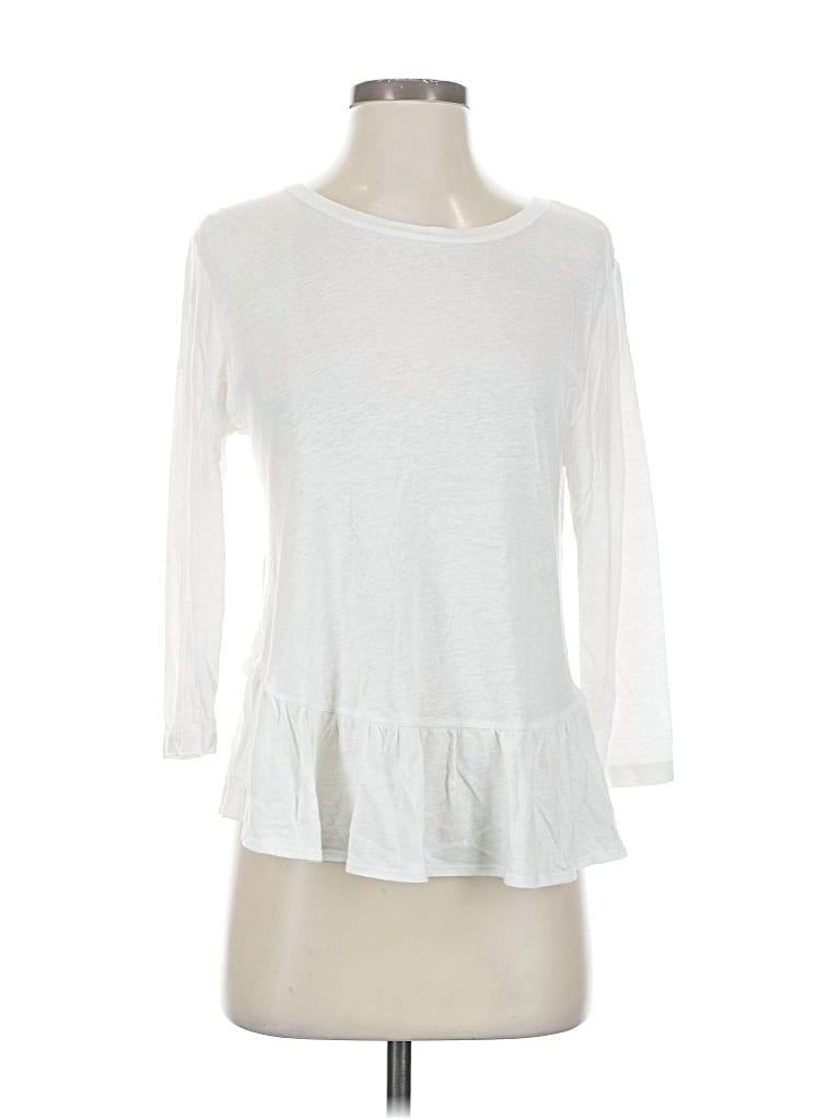 Pre-owned Abercrombie & Fitch 3/4 Sleeve Top White Boatneck Tops