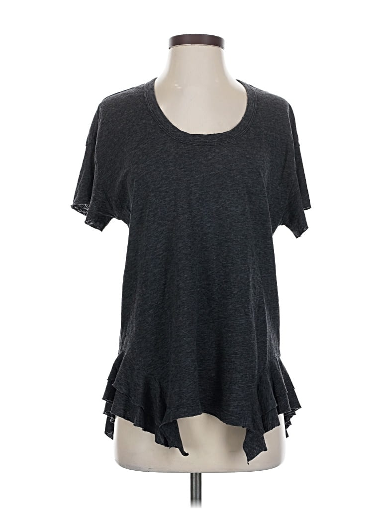 Pre-owned Current Elliott Short Sleeve Top Gray Scoop Neck Tops