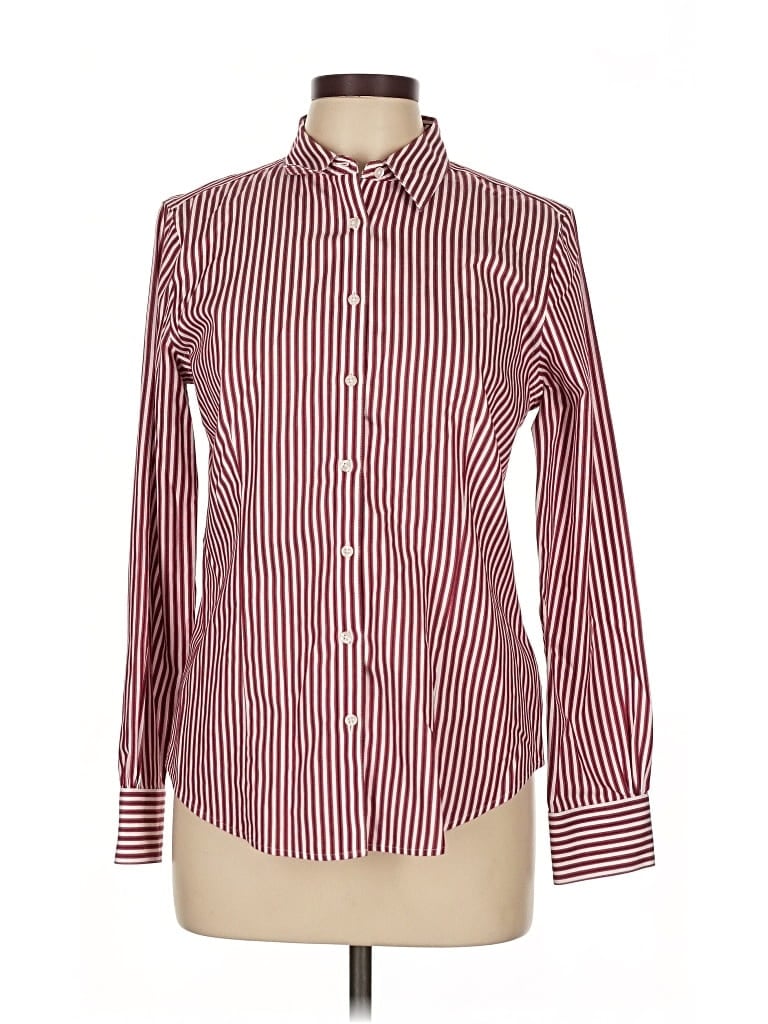 Pre-owned Brooks Brothers 346 Long Sleeve Blouse In Burgundy