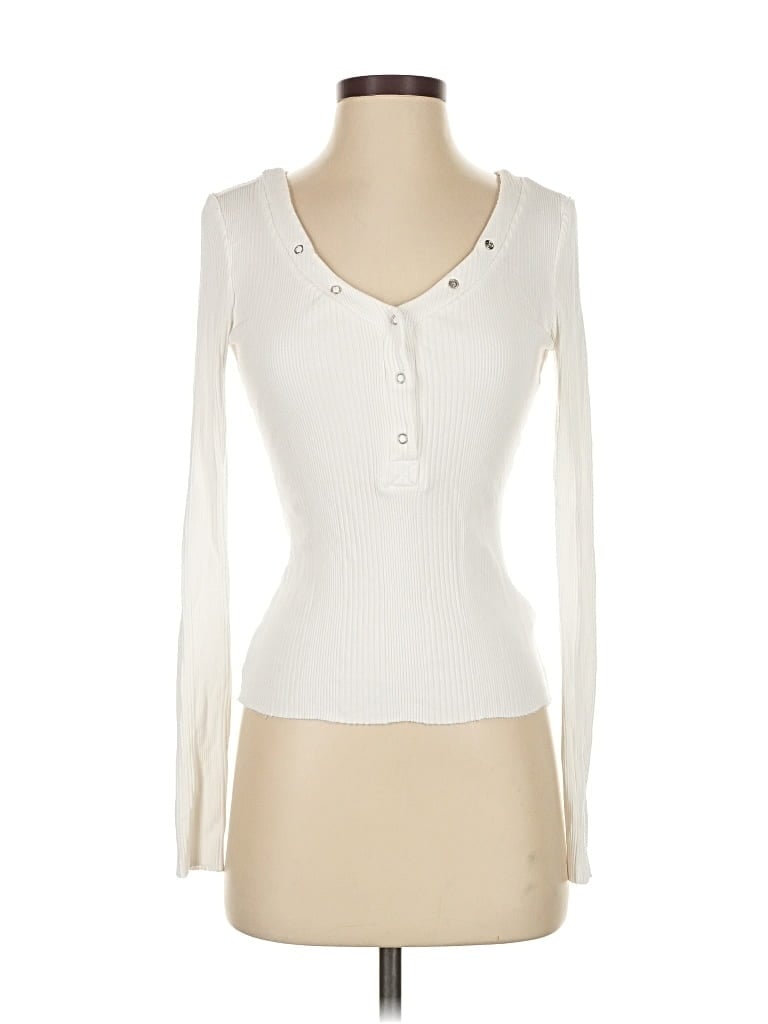 Pre-owned The Range Long Sleeve Top Ivory Sweetheart Neckline Tops In White