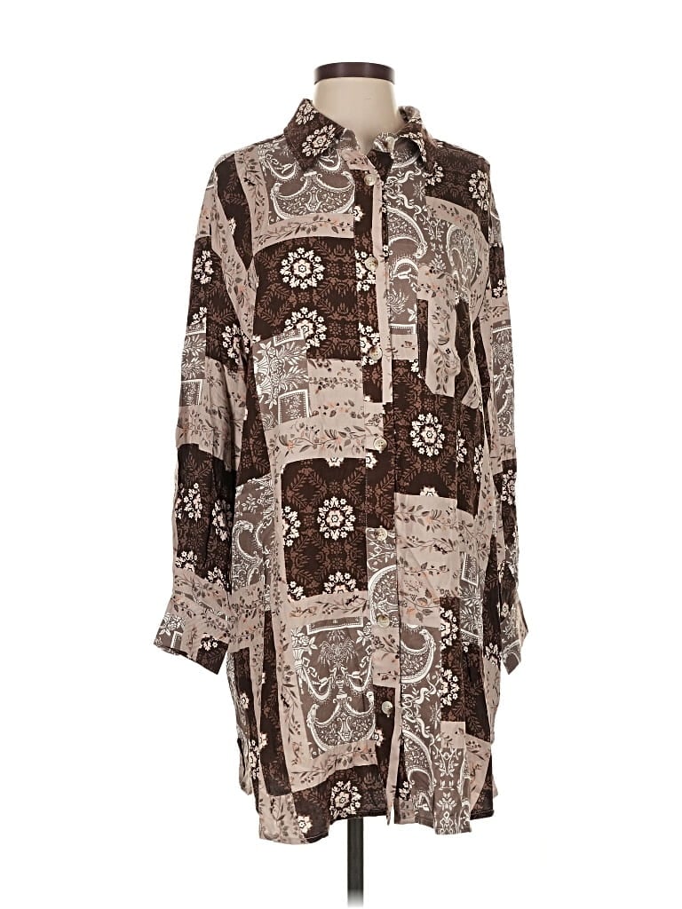 Pre-owned Vici Long Sleeve Blouse In Brown