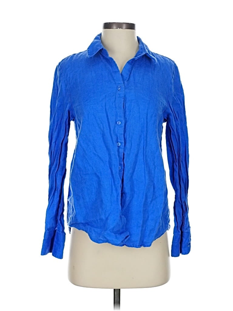 Pre-owned Mng Long Sleeve Blouse In Blue