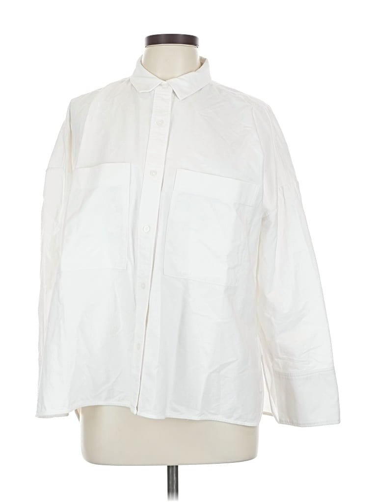 Pre-owned Everlane 3/4 Sleeve Button Down Shirt In White