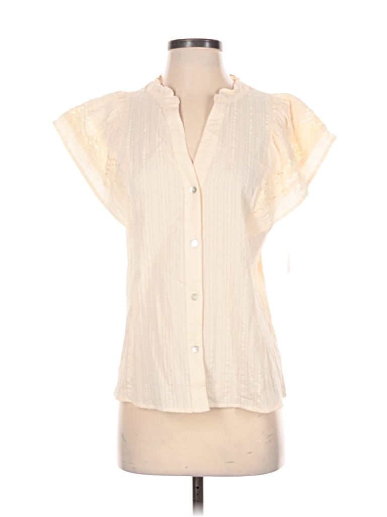 Pre-owned Falls Creek Short Sleeve Blouse In White
